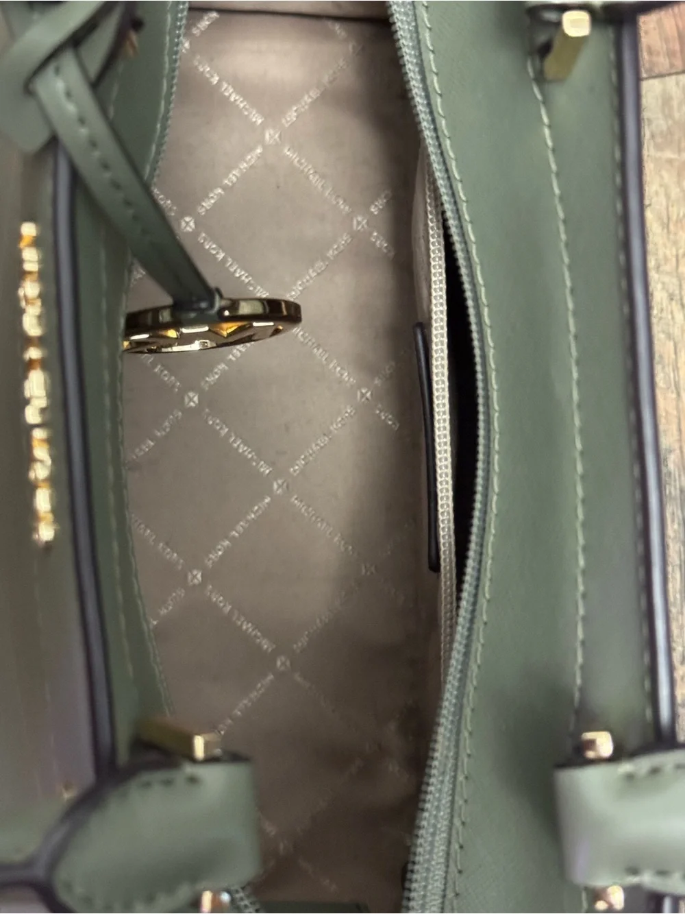 Michael Kors Rayne Olive Green Saffiano Leather Satchel - Picture 4 of 8